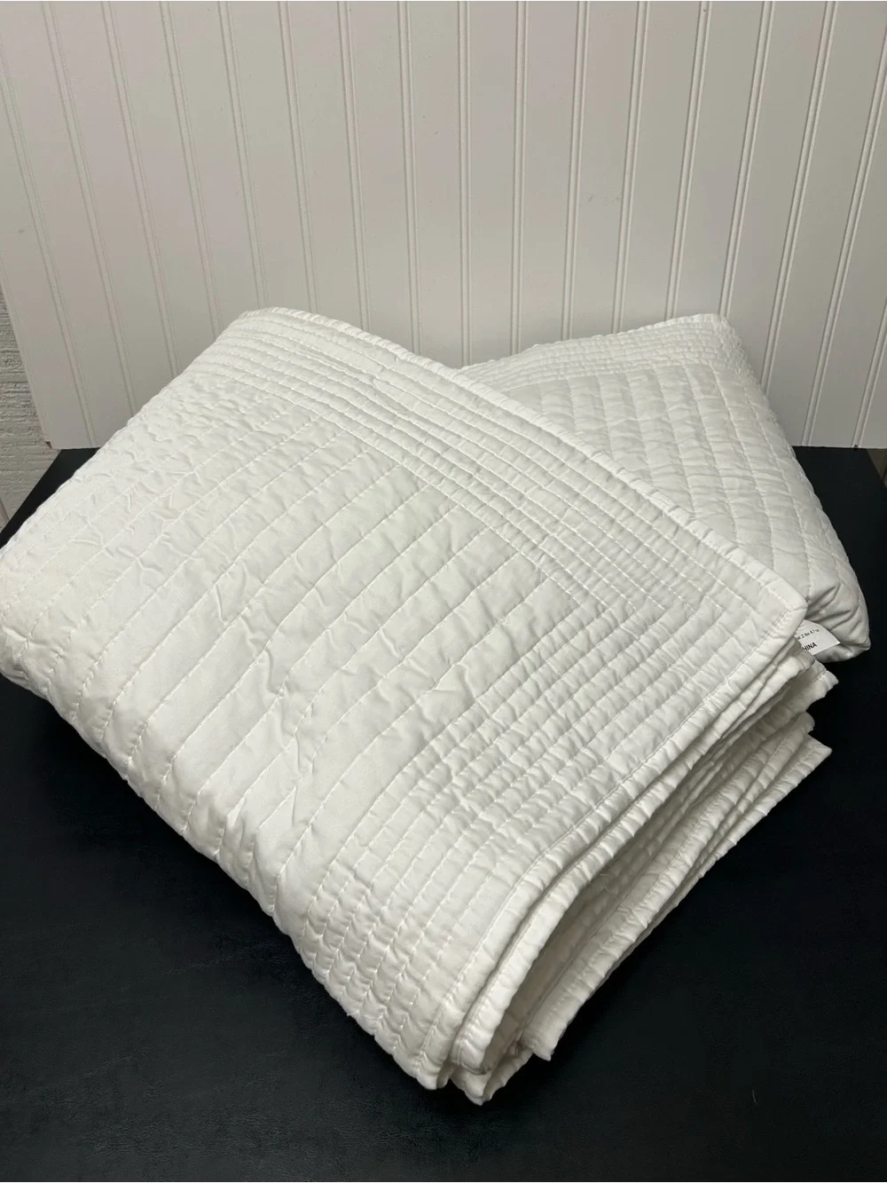 West Elm Silky Tencel pick stitch quilt king